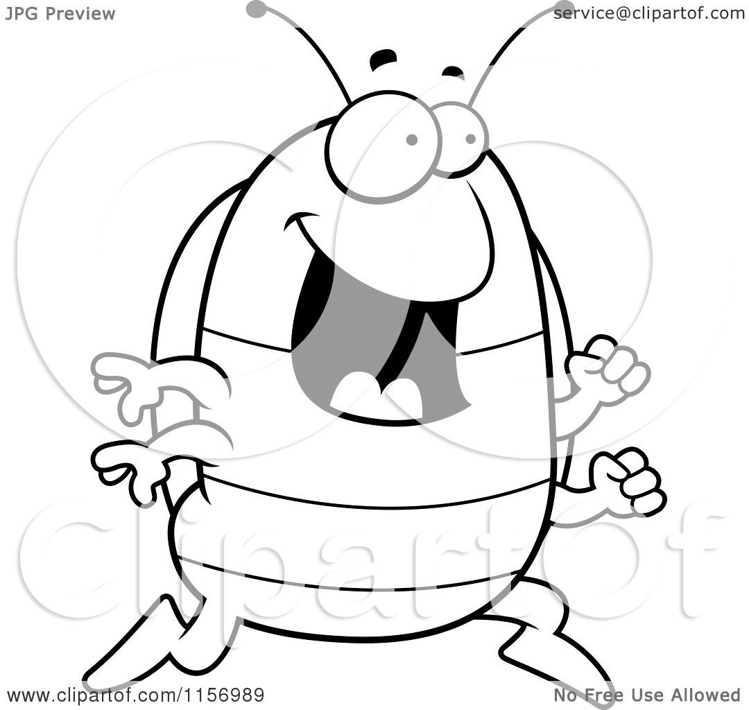 1080x1024 Cartoon Clipart Of A Black And White Happy Running Pillbug