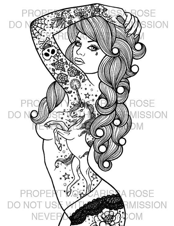 570x738 Pin Up Girl Coloring Book Inspirational Adult Coloring Pages Punk
