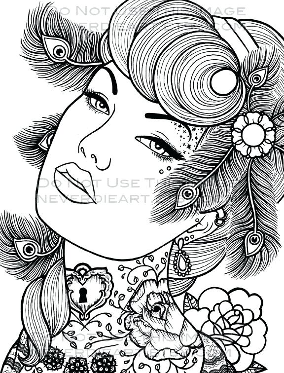 576x756 Pin Up Girl Coloring Pages Beyond The Educational Virtues Coloring