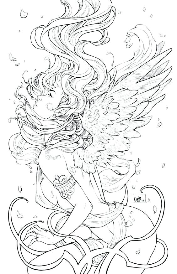 564x875 Pin Up Girl Coloring Pages Printable Adult Page Of Angels Kids