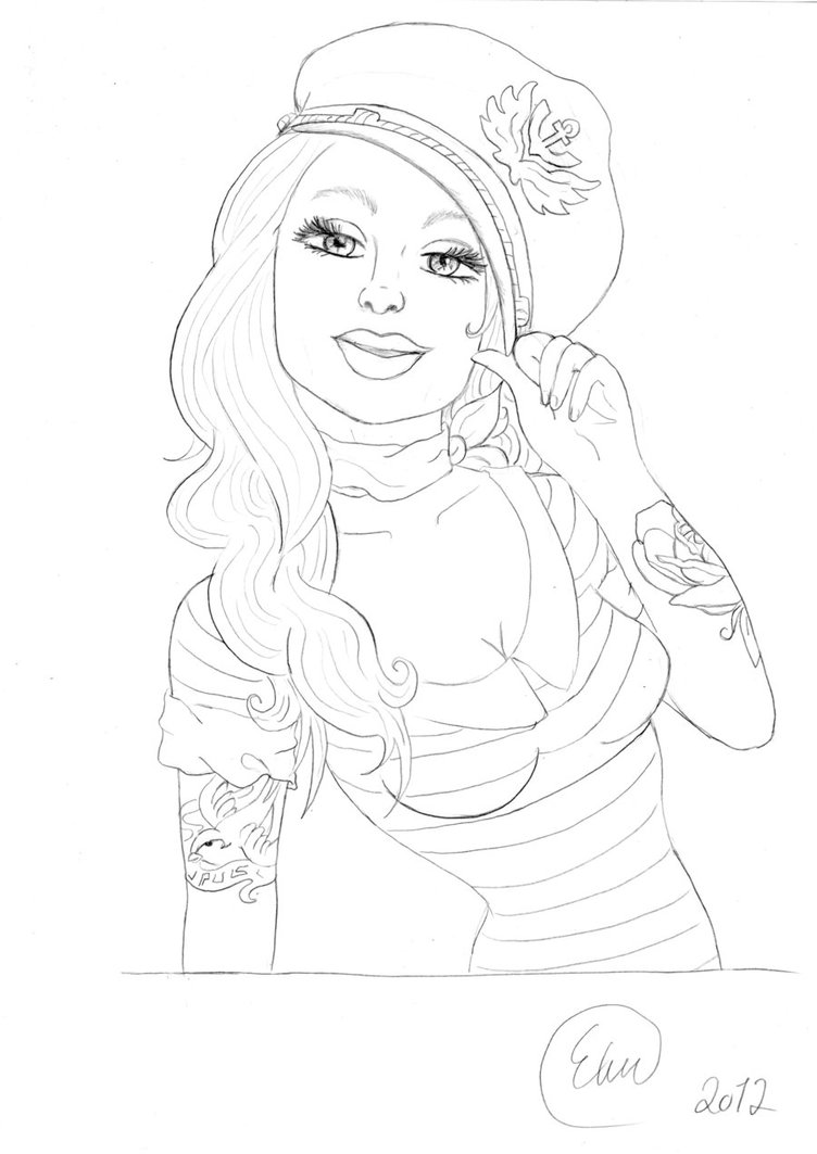 752x1063 Free Printable Fantasy Pinup Girl Coloring Pages Colouring