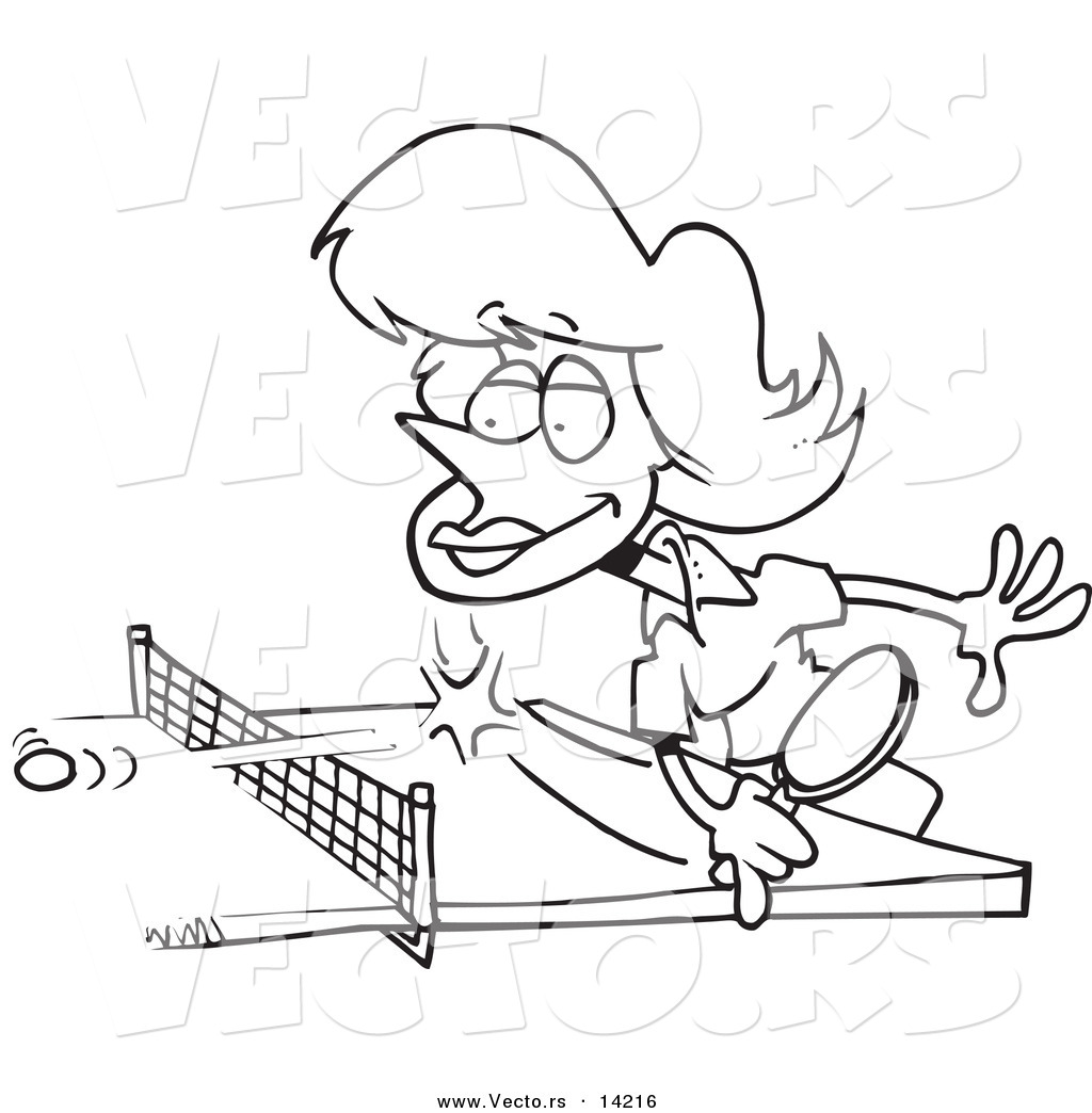 1024x1044 Vector Of A Cartoon Woman Playing Table Tennis