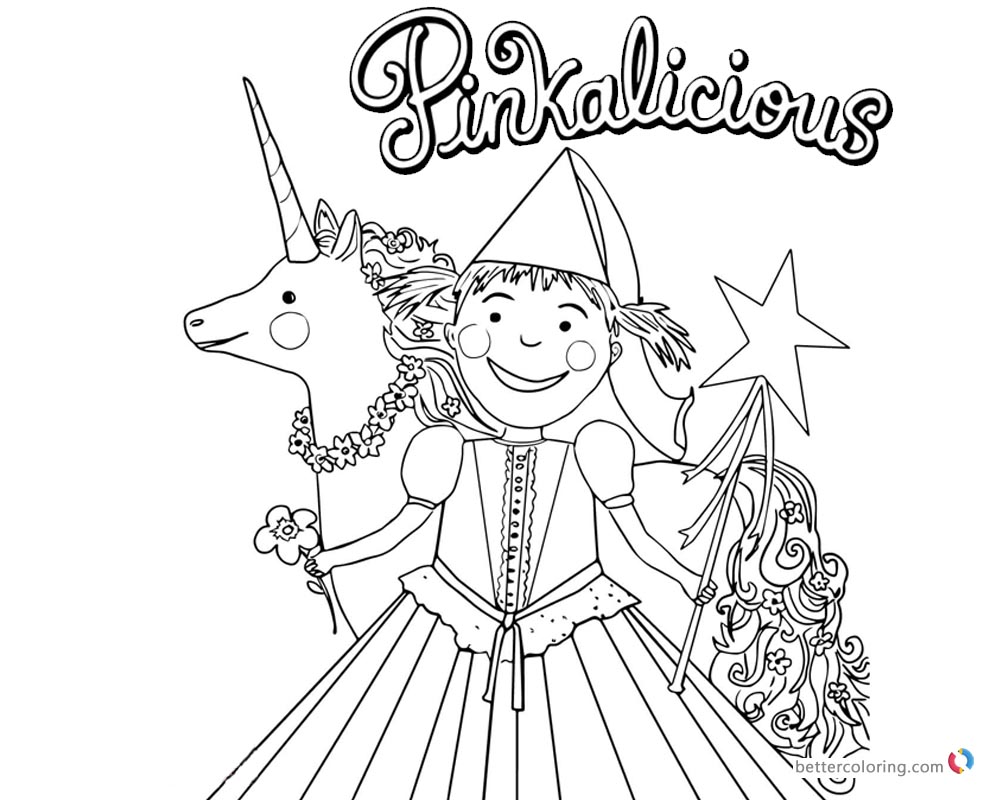 1000x800 Pinkalicious Coloring Pages With Flower And Unicorn