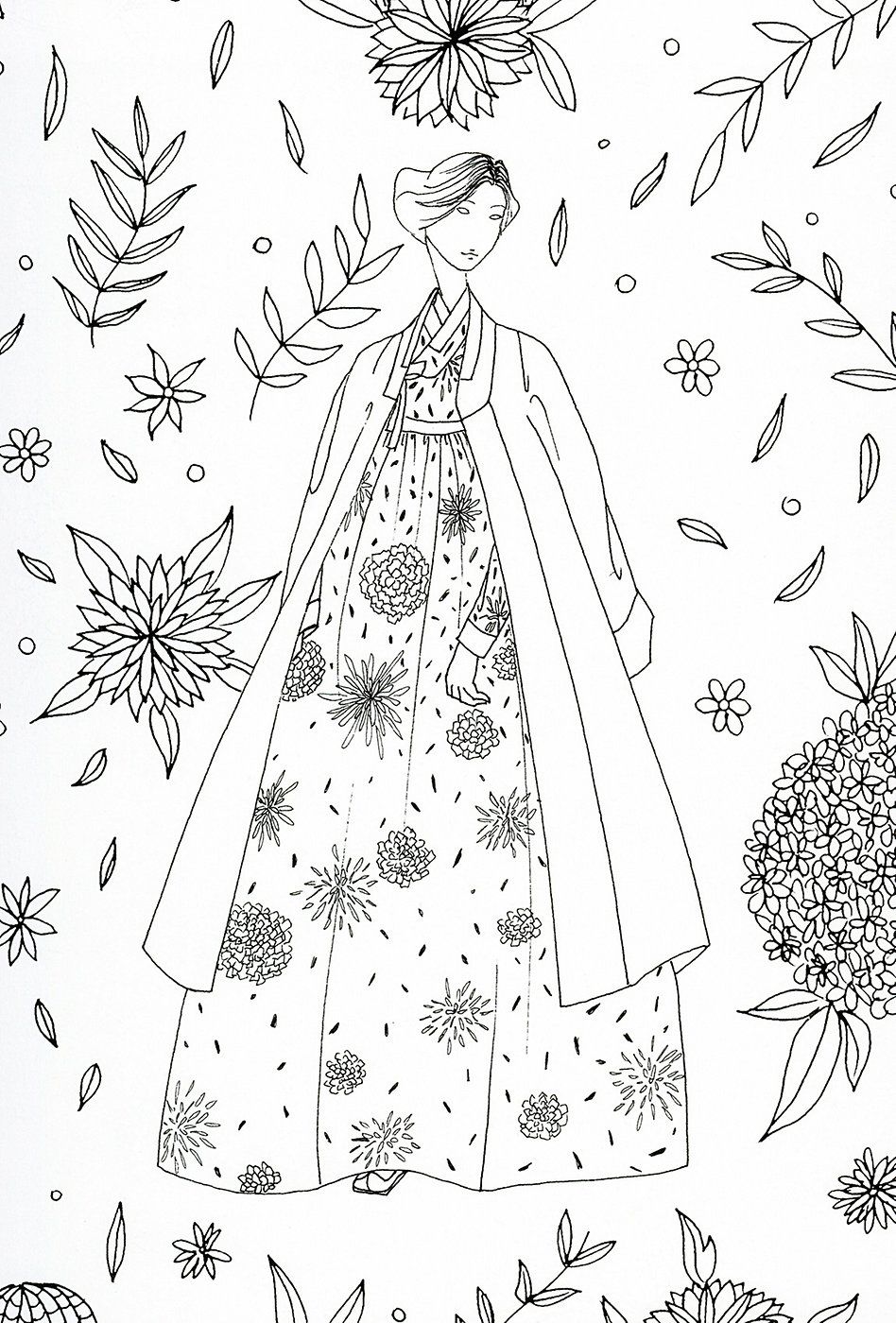 948x1400 Odd Korean Hanbok Coloring Pages Adult Page Ja