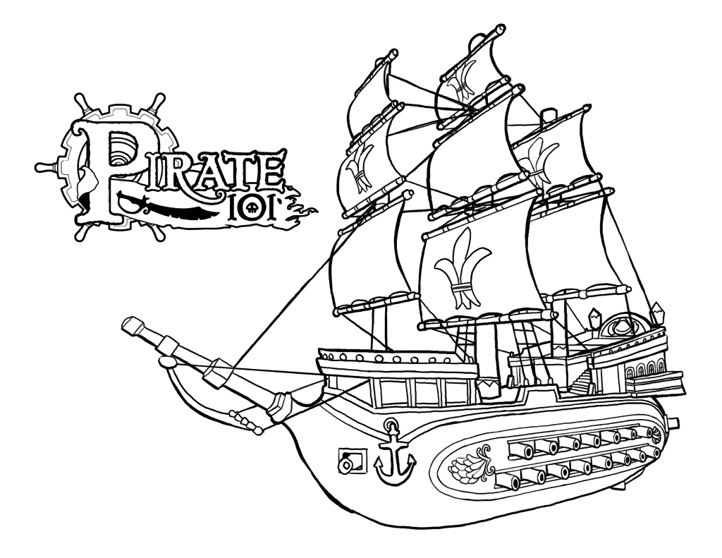 1024x791 Happy Pirate Ship Coloring Pages 16