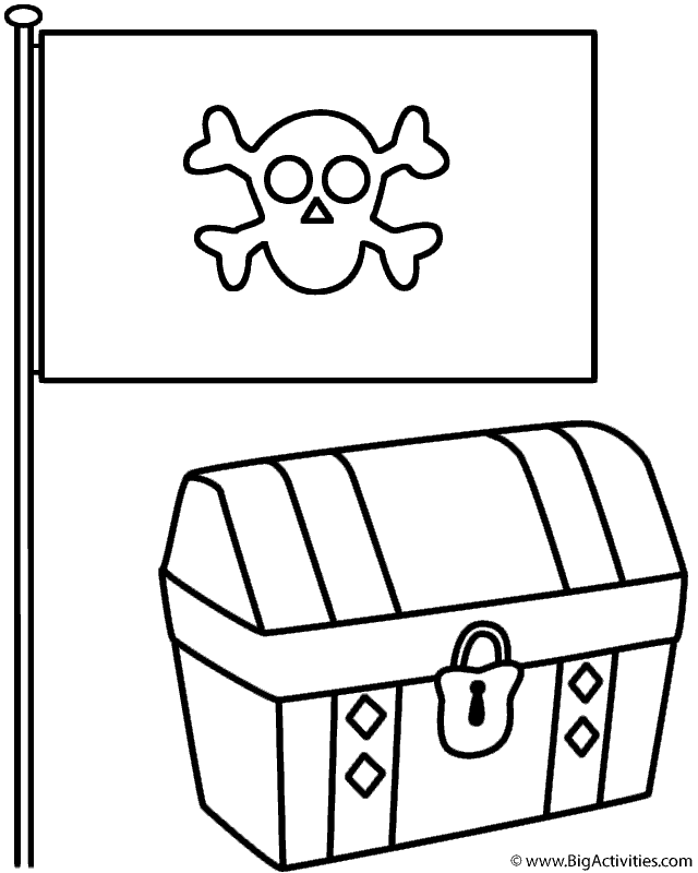 640x800 Pirate Flag With Treasure Chest