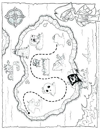 350x453 Treasure Map Coloring Page Treasure Map Coloring Pages Map