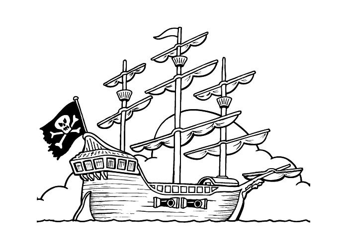 700x500 Pirate Ship Coloring Pages For Kids Printables