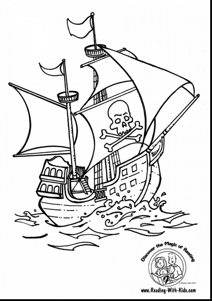 723x1024 High Seas Pirate Ship Coloring Pages Free Printable Adult And Flag