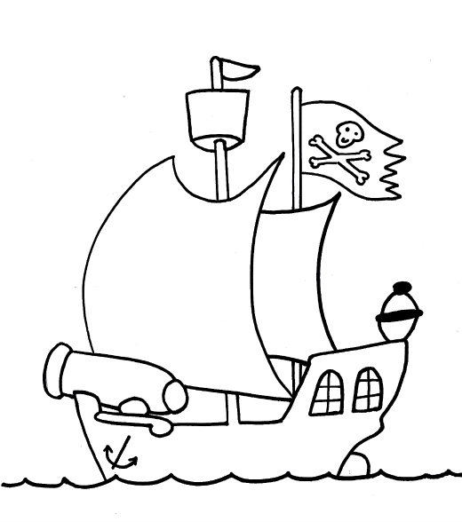 520x588 Pirate Ship Colouring