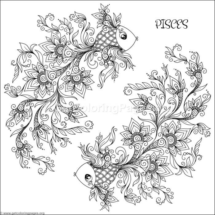 700x700 Zodiac Sign Pisces Coloring Pages