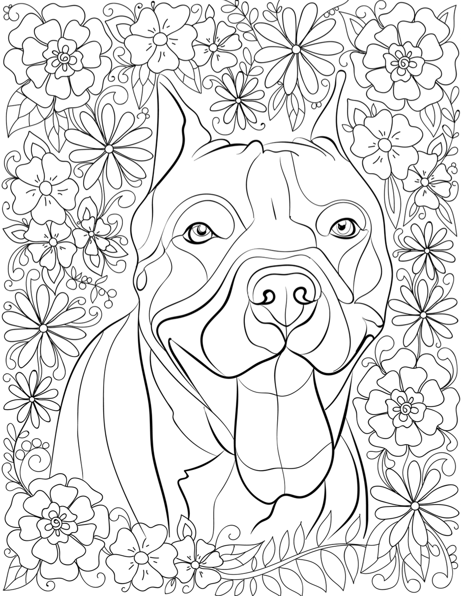 938x1212 Adult Coloring Pages And Animals And Pit Bull Printable