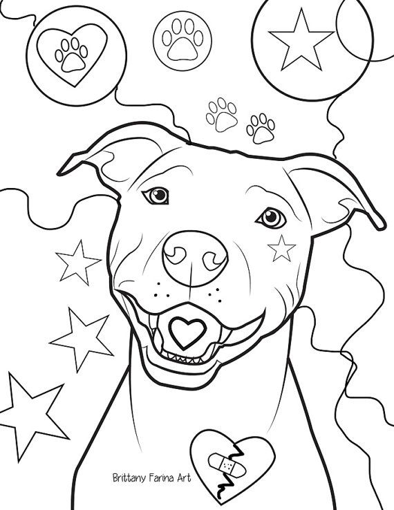 570x738 Pitbull Coloring Page, Coloring Page Etsy, Coloring Books