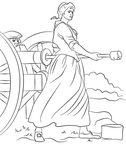 418x480 Molly Pitcher Coloring Page