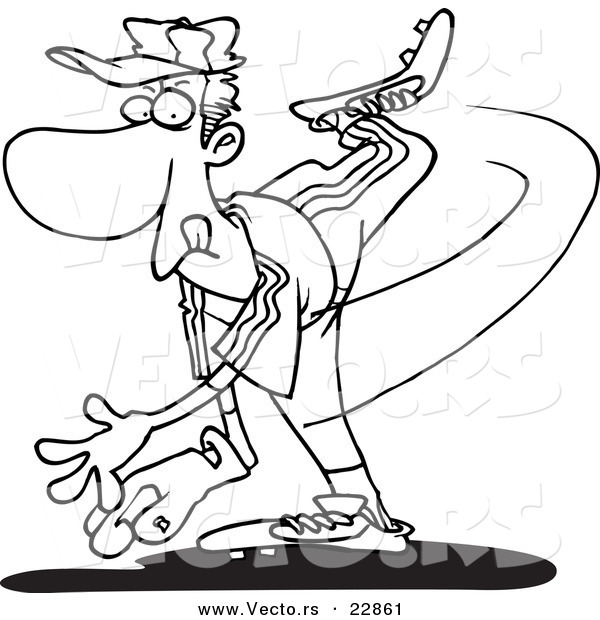 600x620 Vector Of A Cartoon Pitcher Throwing