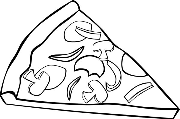 600x398 Slice Of Pizza With Mushroom Topping Junk Food Coloring Page