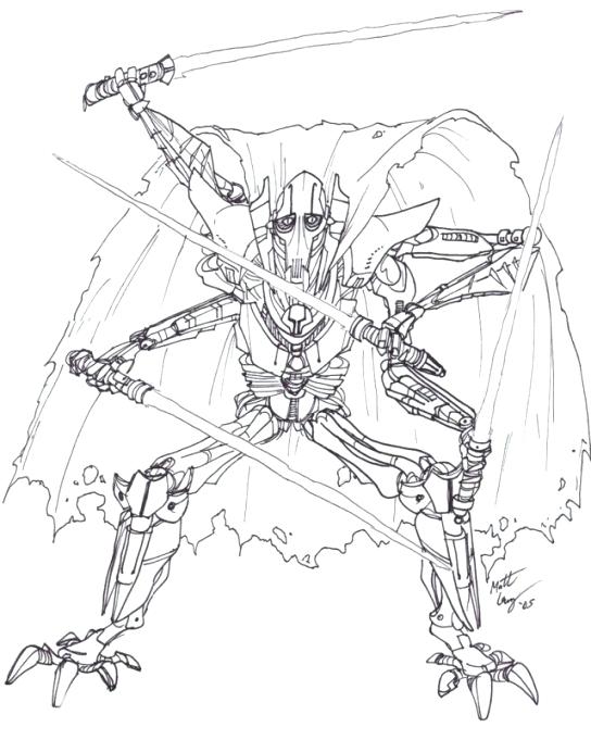544x681 General Grievous Coloring Page Star Wars General Grievous Coloring