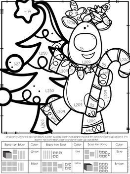 263x350 Place Value Color By Number Christmas Themed Base Ten Blocks