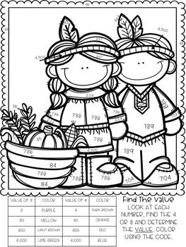 263x350 Place Value Color By Number Thanksgiving Themed Number, Base Ten