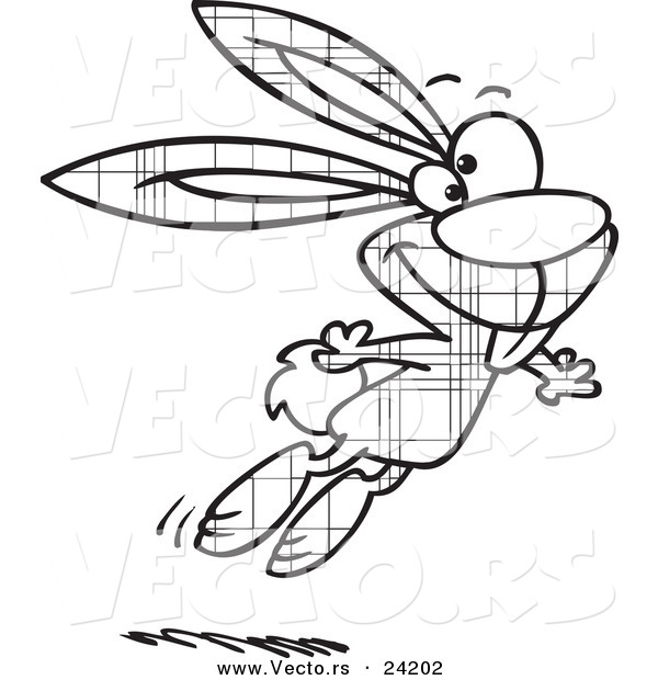600x620 Vector Of A Cartoon Jumping Plaid Easter Bunny