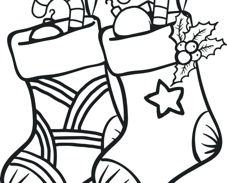 951x768 Christmas Stocking Coloring Page Little Cat In Bit Sock