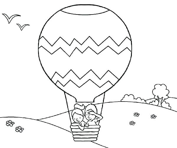600x500 Hot Air Balloon Coloring Page Plain Decoration Hot Air Balloon