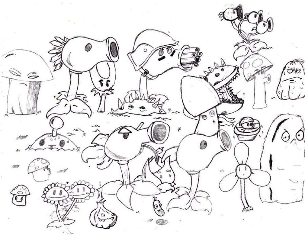 995x768 Plants Vs Zombies Coloring Pages To Print Classic Style Plants