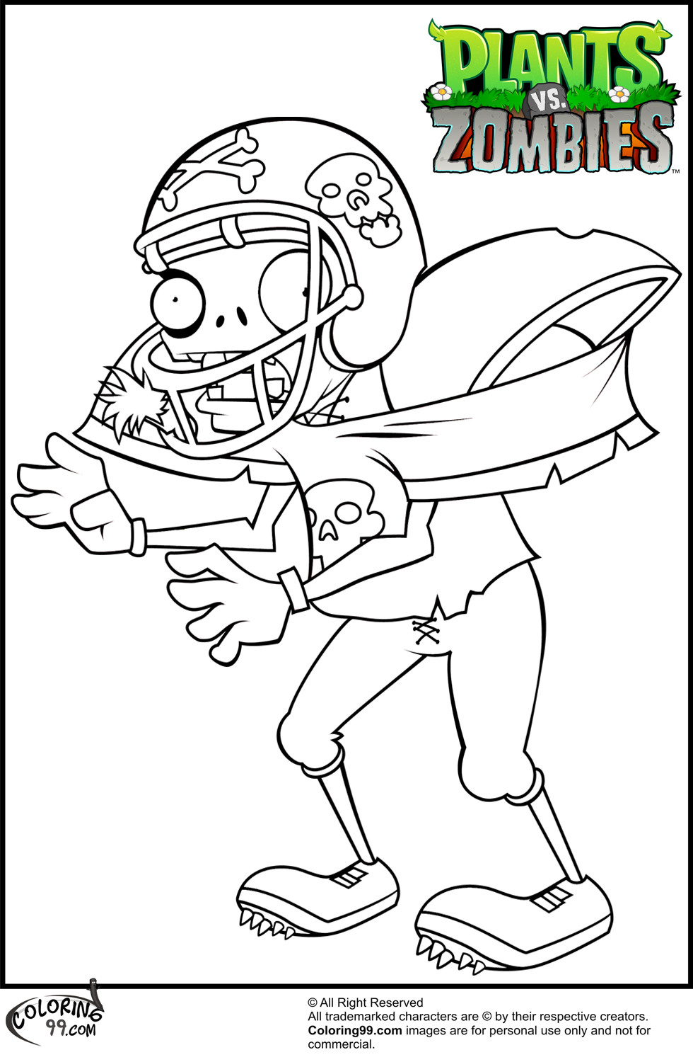 980x1500 Plants Vs Zombies Coloring Pages Zuckett Inside 2