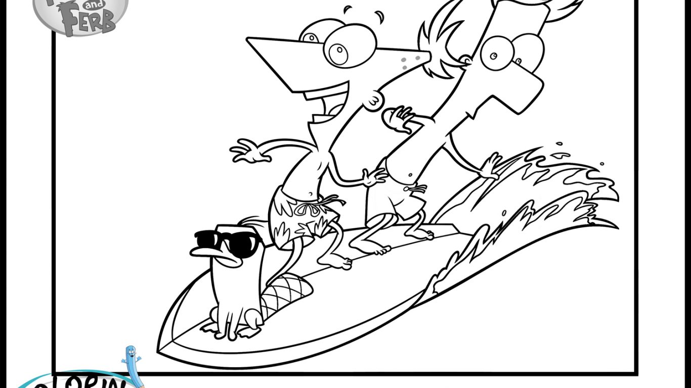 1366x768 Fabulous Cartoon Of Platypus Coloring Pages Printable With Phineas