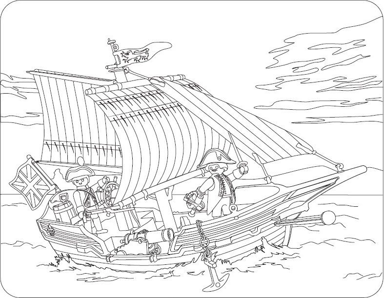 787x611 Playmobil Coloring Pages Pirate Ship