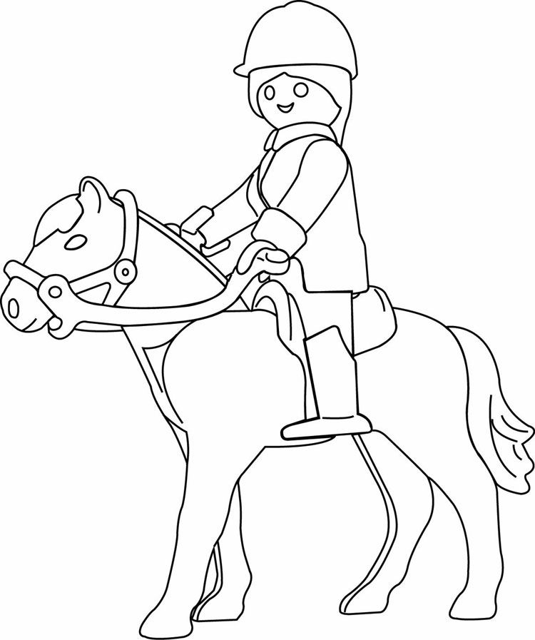 750x897 Coloriage Playmobil A Cheval Playmobil