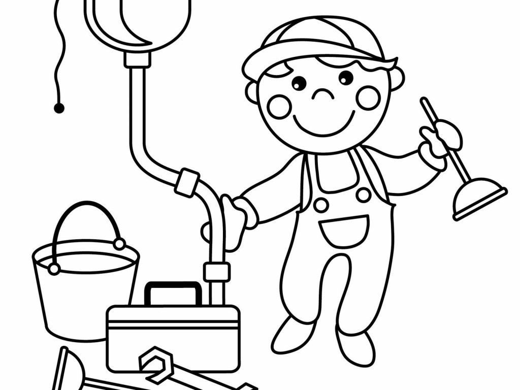 1024x768 Best Coloring For Kids The Plumber Pages Drawing