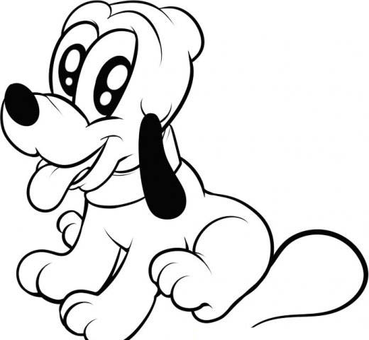 520x480 Baby disney coloring pages Baby Pluto From Mickey Mouse Mickey