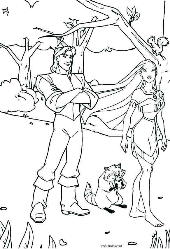 583x850 Pocahontas Coloring Pages Flee With John Smith Historical