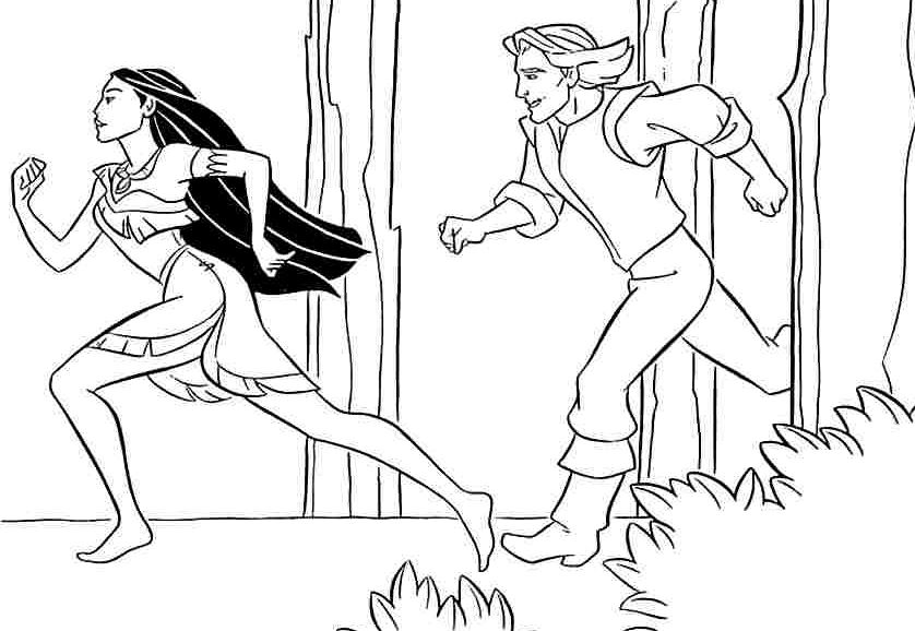 838x578 Pocahontas Flee With John Smith Pocahontas Coloring Pages