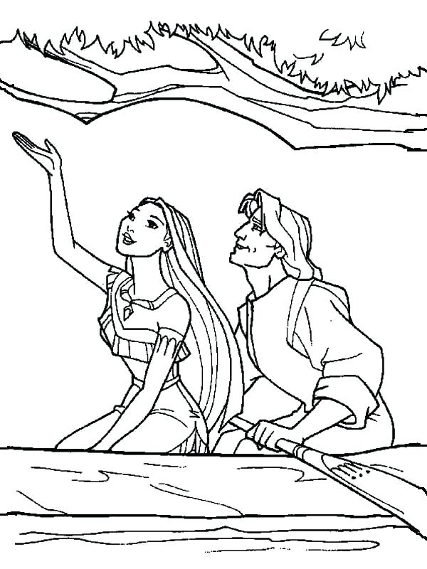 600x800 Disney Pocahontas Coloring Pages In The Boat With John Smith