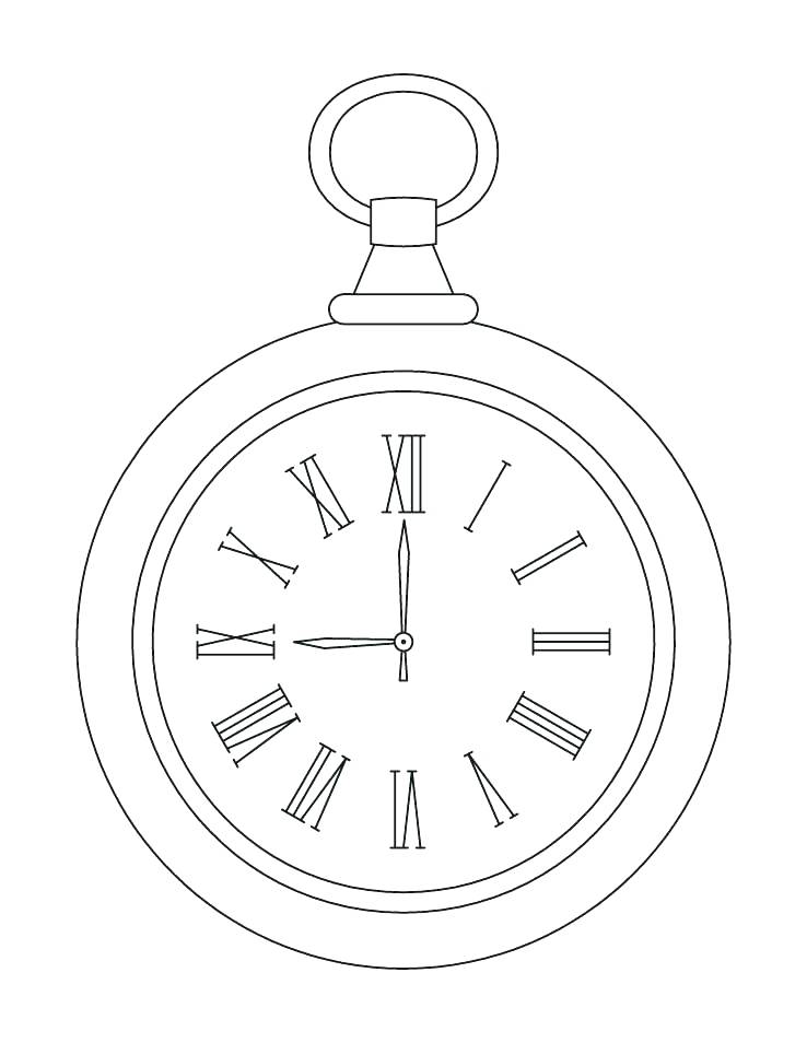 738x954 Clock Face Coloring Page Clock Coloring Page Pocket Clock Coloring