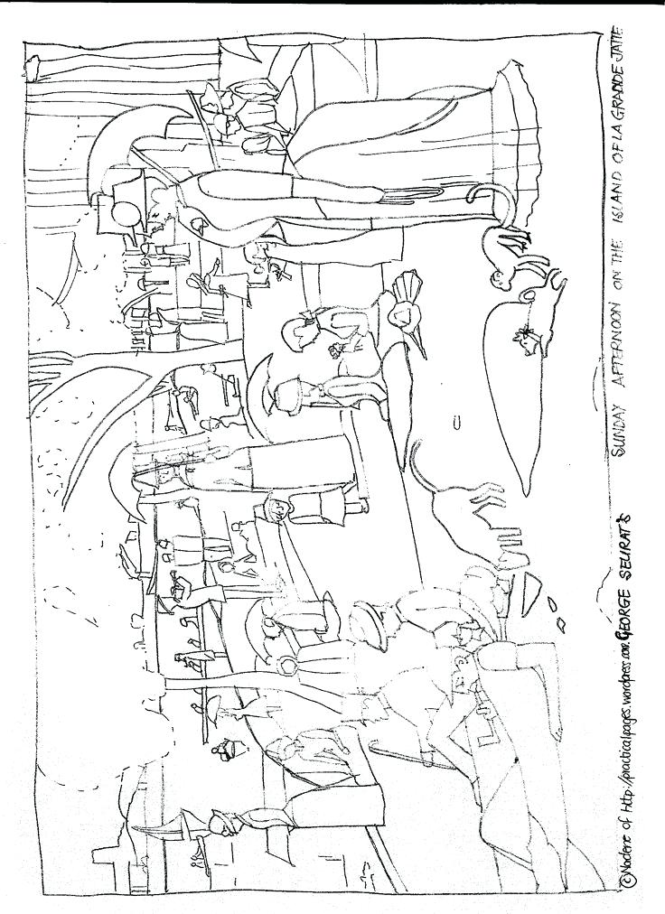 736x1012 Seurat Coloring Pages Bathers At By Coloring Page Art Pages Free