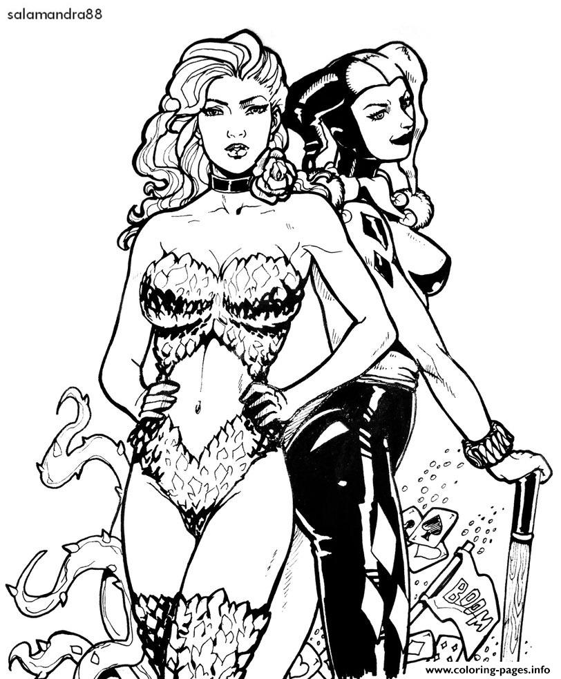 812x983 Poison Ivy And Harley Quinn By Salamandra Coloring Pages Printable