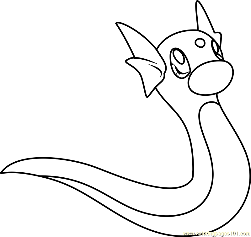 800x755 Dratini Pokemon Coloring Page