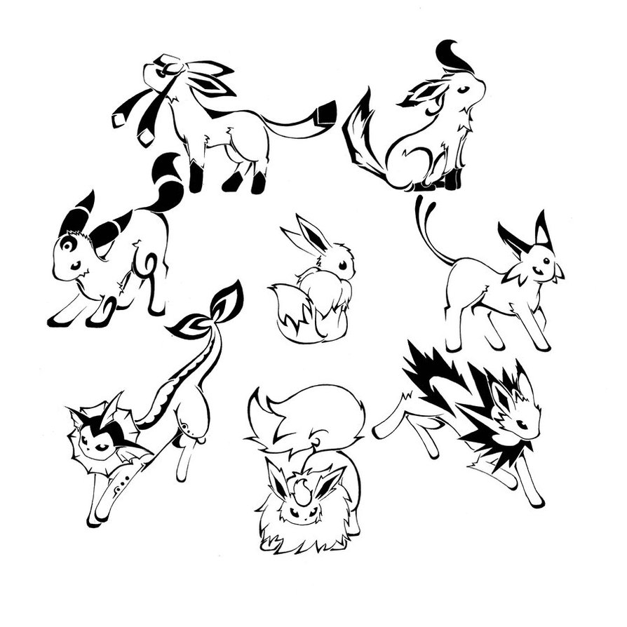 894x894 Awesome Pokemon Eevee Evolutions Coloring Pages Gallery