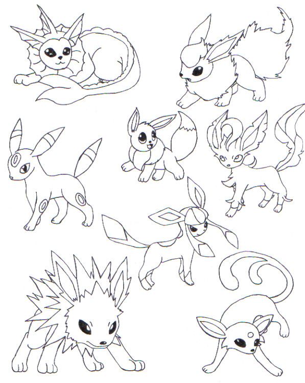 597x749 Pokemon Eevee Evolutions Coloring Pages All Art