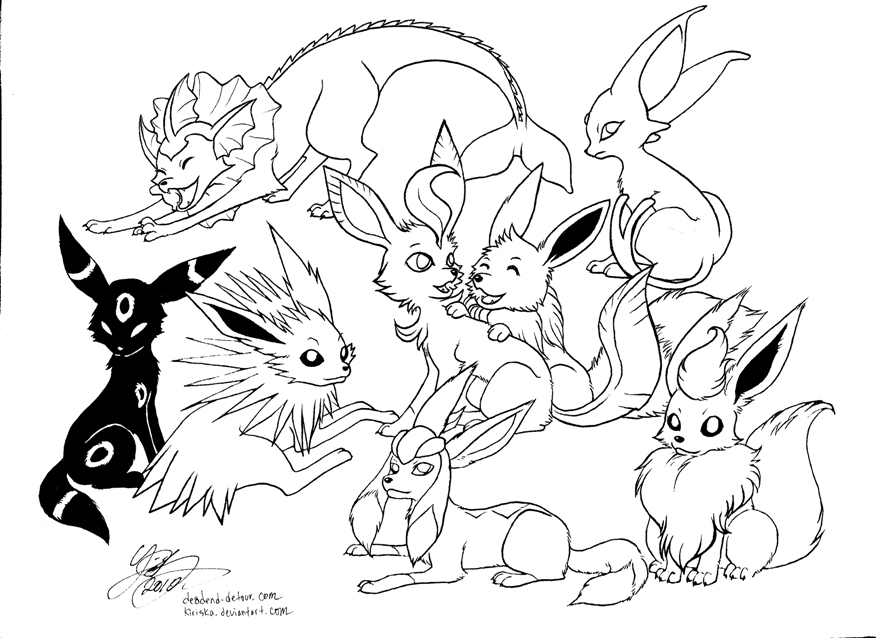 876x638 Eevee Evolutions Coloring Pages Pokemon All Get Bubbles