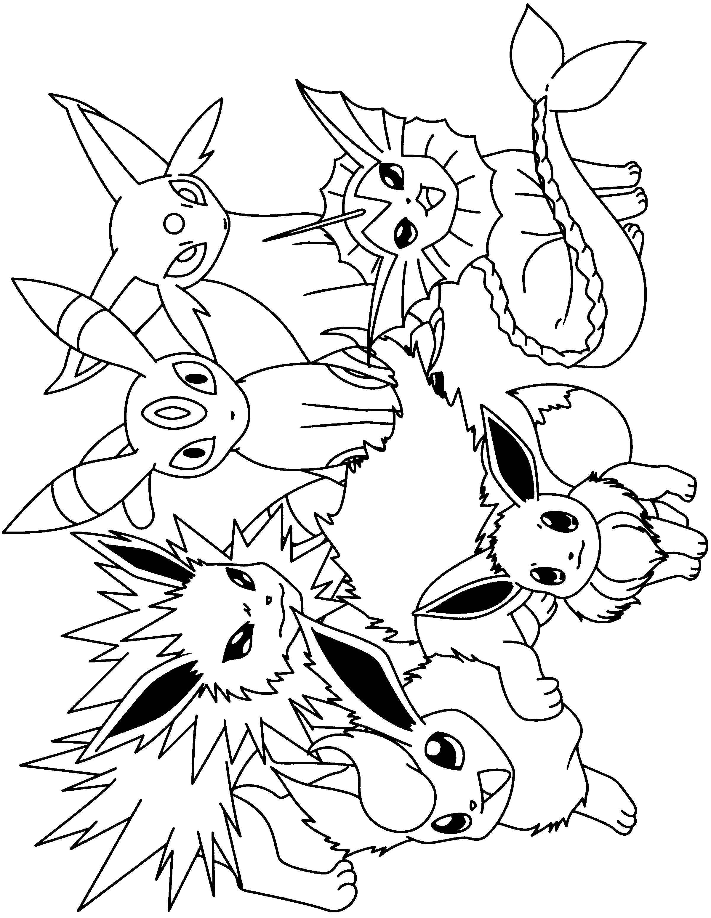 2400x3100 Pokemon 82 13 To Coloring Pages Eevee Evolutions