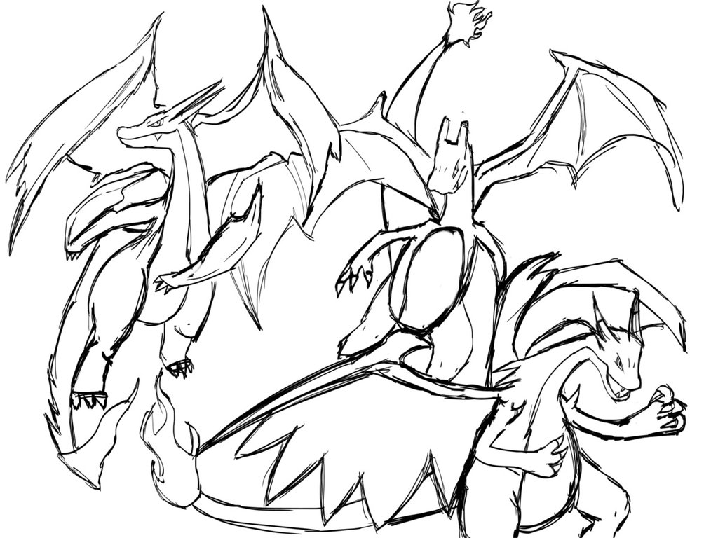 1024x768 Pokemon Mega Charizard Coloring Pages