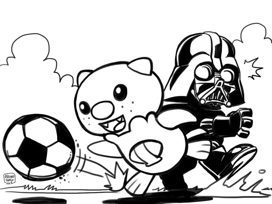 900x675 Oshawott Vs. Darth Vader In Soccer By Holaso