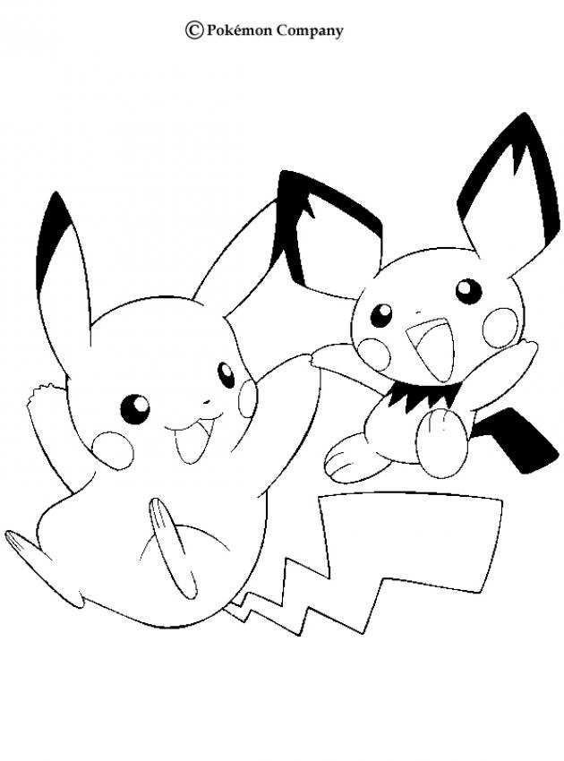 630x850 Pikachu And Pichu Coloring Pages