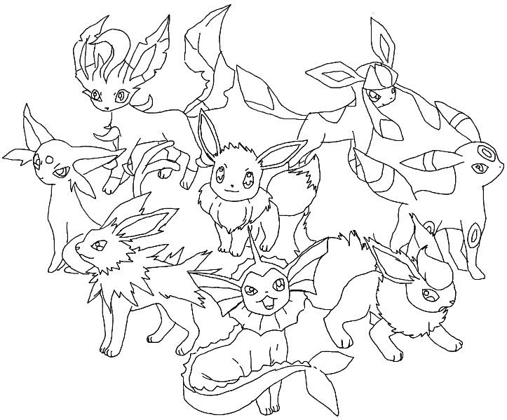 723x599 Pokemon Coloring Pages Eevee Evolutions Glaceon Lineart Pokemon