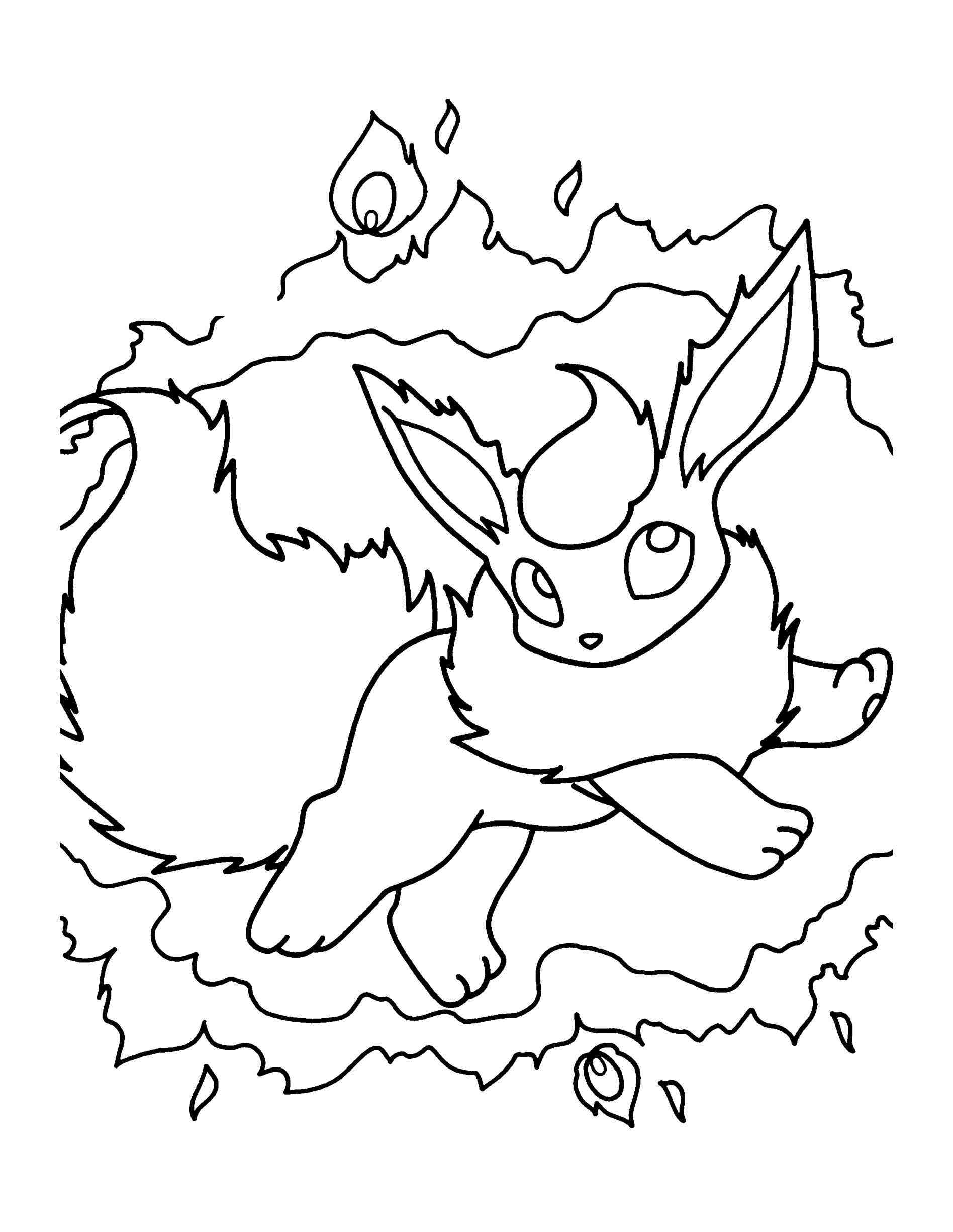 1896x2449 Simple Flareon Coloring Page Pages Pokemon Eevee Evolutions
