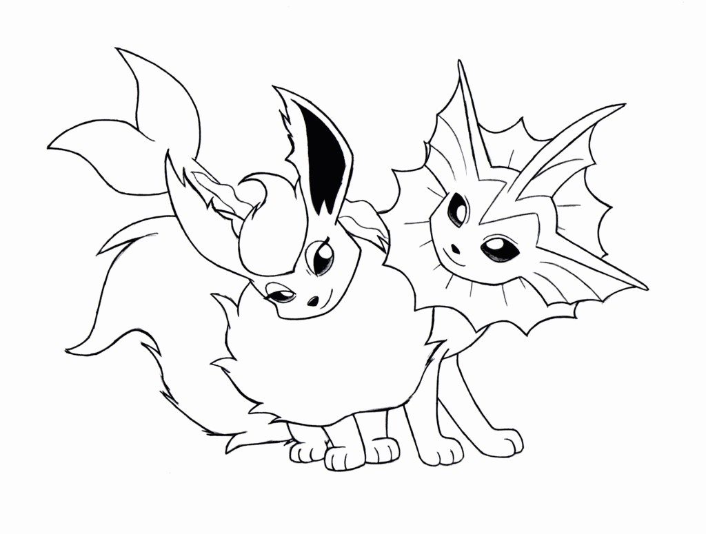 1024x775 Simple Flareon Coloring Page Pages Pokemon Eevee Evolutions